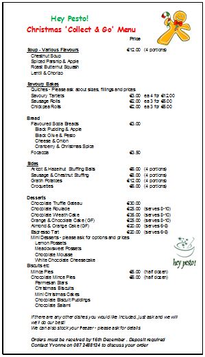 Collect &amp; Go Menu 2015