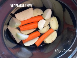 vegetable trivet in slow cooker
