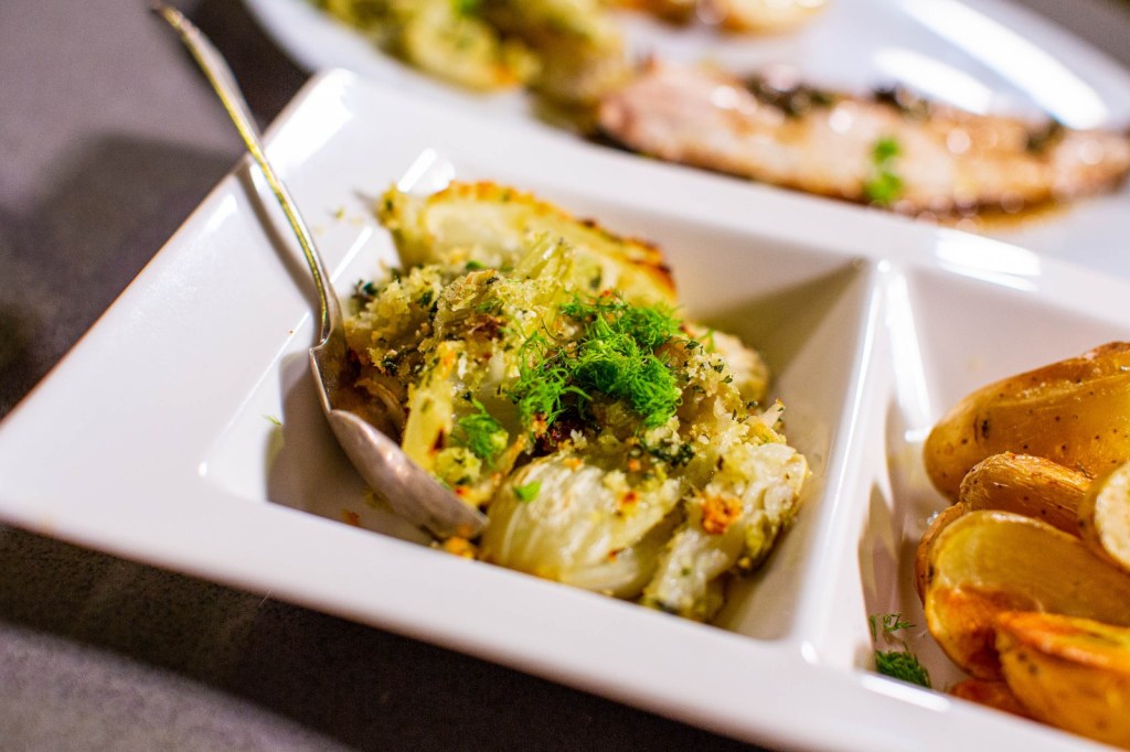 fennel gratin in veg dish 